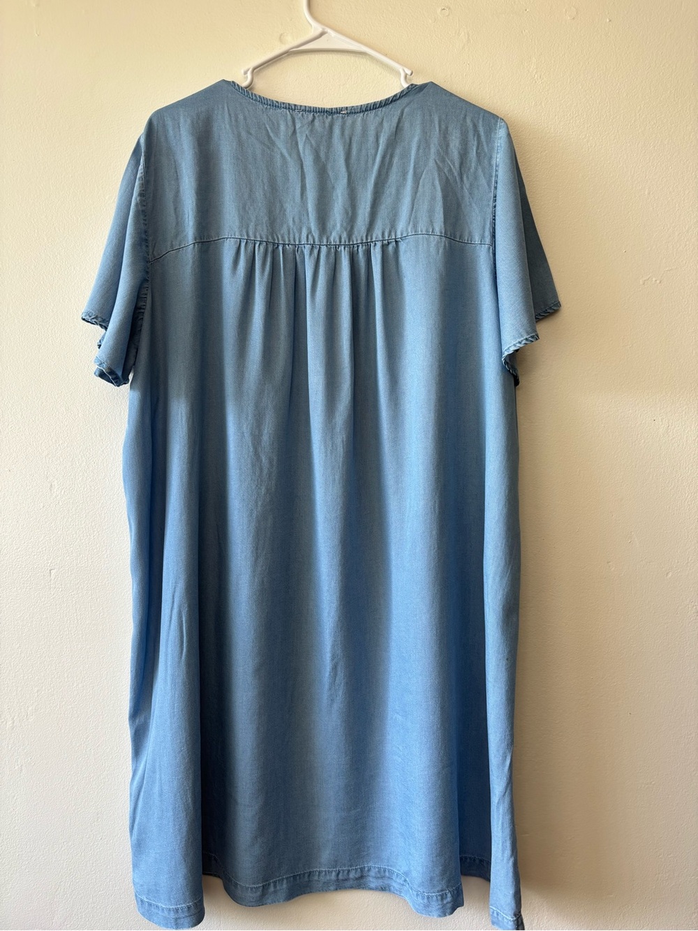 Lucky Brand Chambray Flutter Sleeve Tunic Dress 1X Boho Blue - Picture 3 of 13